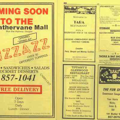Pizzazz Pizza, Tara, Tiffany's Glenwood Restaurant, Blue Star Storage, The Sand Bar,