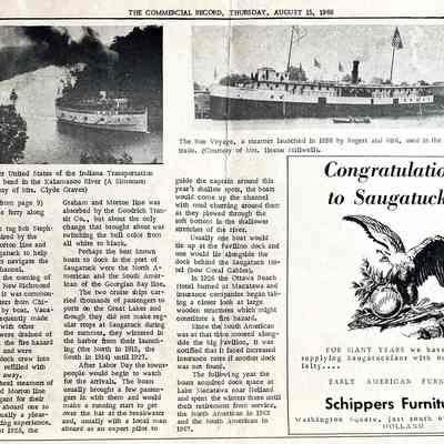 Commercial Record, 15 Aug 1968: partial story about ships