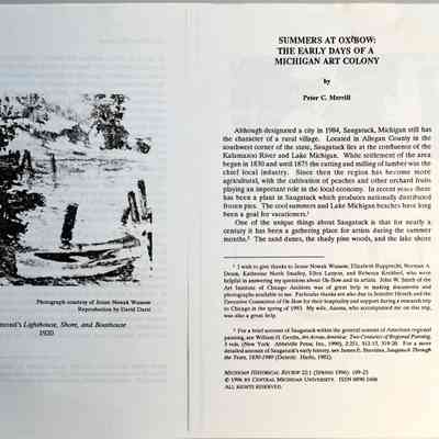 Ox-Bow's founding texts by Peter C. Merrill