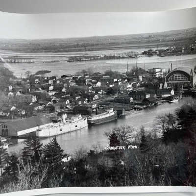 Mt. Baldhead view ships by skating rink 1909-1937