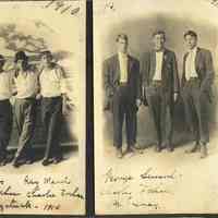          June 1910 Joe Force Ray Mead, Russell Frehse, Charles Frehse, Saugatuck; George Seward, Charley Frehse, Joe Snay
   