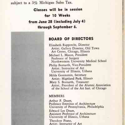 1958Oxbow4.jpg: Elizabeth Rupprecht, Micheal L. Mason, Philip Bornarth, Hilda Gorenstein, Mary S. Bornarth, Arthur F. Deam, Edward Lee Deam, Theodore Frano, Isobel MacKinnon Rupprecht, Hoke Norris, Mrs. John Norton, Albert Weber, Elsa Ulbricht, Myron Van Ark, Loretta Grellner