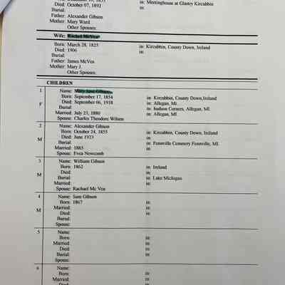 sample genealogical chart