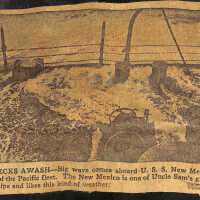          2017.38.04 (22); Decks awash - Big wave comes aboard U.S.S. New Mexico, flagship of the Pacific fleet.
   