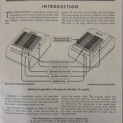 Page from Comptometer Manual
