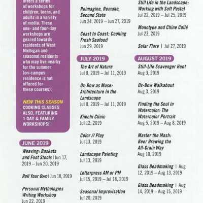 Ox Bow Schedule 2019