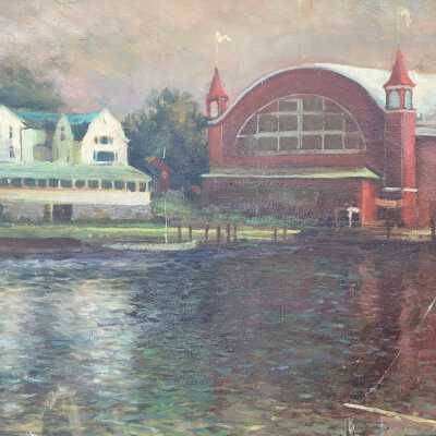 The Big Pavilion and Coral Gable by John Polka: Closeup of “The Big Pavilion and Coral Gables” by John Polka