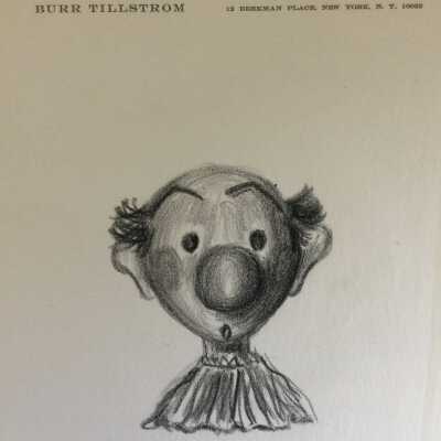 Pencil sketch of Kukla puppet by Burr Tillstrom