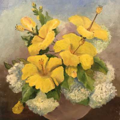 Yellow Hibiscus by May (Francis) Heath