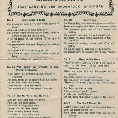Sing a long Song Sheet