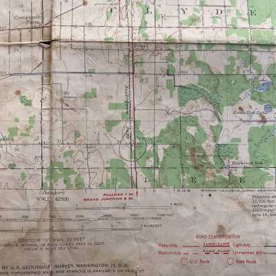Close up of the markings of the 1928 map of the Fennville area from the United States geological survey