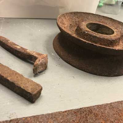 View two of iron objects