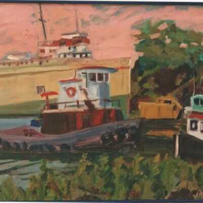 Tugs and S.S. Keewatin by George Brown