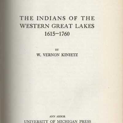 The Indians of the Western Great Lakes