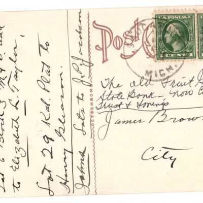 Fruit Growers lobby postcard back.: Origsize: 6"x8"