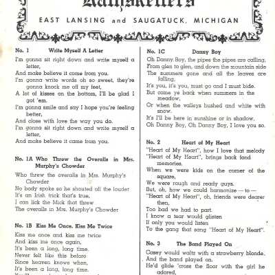 Sing-a-long song sheets