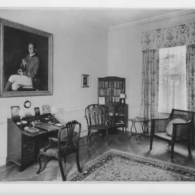 Hammond Mansion- Interior room with desk and portrait