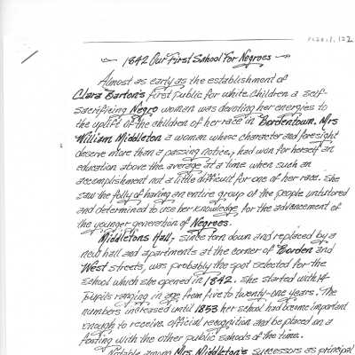1842 Our First School for Negroes Article