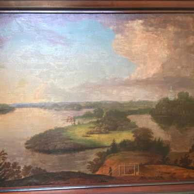 Birch Painting of Bordentown Hilltop with view of Belvedere