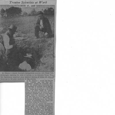 Trenton Scientists at Work-Newspaper Article from October 27, 1929