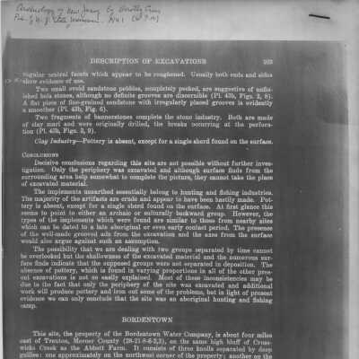 Description of excavations by Dorothy Cross "Archaeology of New Jersey"
