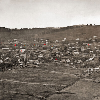 Waynesburg, circa 1876: See WEB LINKS to DOWNLOAD high-resolution image.