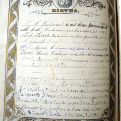 Philip Swart Buchanan Family Bible, Births