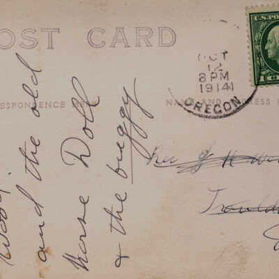 J. H. and Elizabeth (Throckmorton) Wood Family Bible, Photo 12 - Postcard back