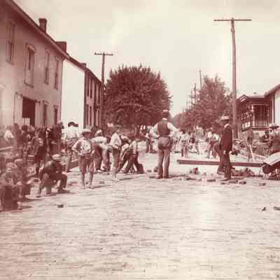 Waynesburg Album, Photo 40 - Brick road paving on Morris Street in Waynesburg, Greene County, Pennsylvania