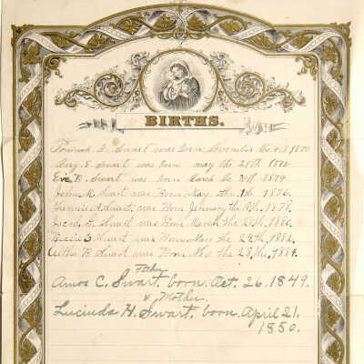 Amos C. Swart family bible records, 1849-1927