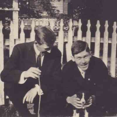 Waynesburg College Scrapbook, Photo 27 - John Lynn Crawford Gordon Meighen [1888-1983] and David Clyde Haines [1888-1981]