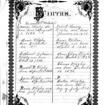 George and Anna (McCaslin) Keigley Family Bible - Page 1