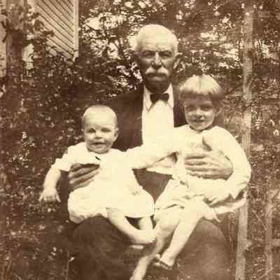 Spencer B. Rose [1849-1931] holding his grandsons Vernard Harmon Rose [1922-1934] and Elwood Rose [1920-2010]