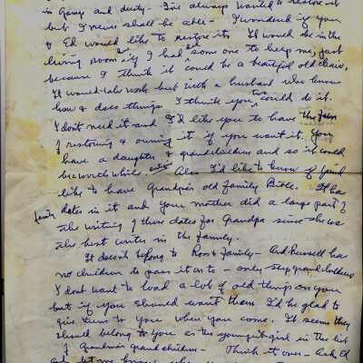 J. H. and Elizabeth (Throckmorton) Wood Family Bible - Letter from Alta (Wood) McCormick to her cousin Edna (Wood) White - Page 02