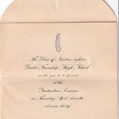 Center Township High School, Class of 1918 - Graduation Announcement