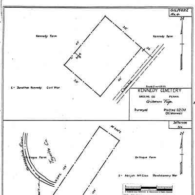 Kennedy (Page 140) - Gilmore Township - Greene County - Pennsylvania - WPA Cemetery Plat: See WEB LINKS to DOWNLOAD high-resolution image.