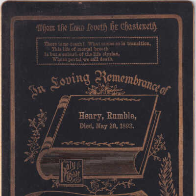 Greensboro Album 01, Photo 10 - Funeral card of Henry Rumble