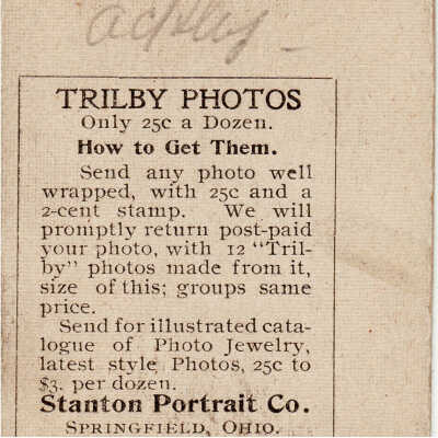 Mary (Supler) Ackley - Reverse of image