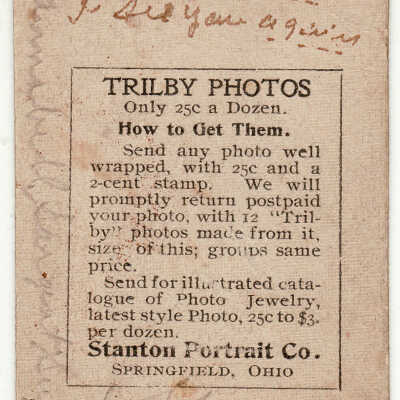 Annabelle (Sargeant) Supler [1860-1915] - Reverse of image