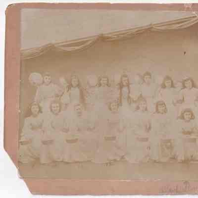 Waynesburg College students, circa 1895: See WEB LINKS to DOWNLOAD high-resolution image.