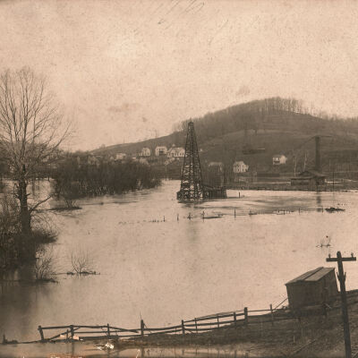 Ten Mile Creek and the Waynesburg & Washington railroad tracks in Greene County, Pennsylvania