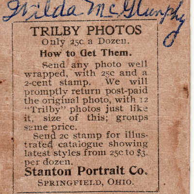 Wilda (McGlumphy) Bebout [1884-1968] - Reverse of image