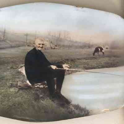 John Nelson Clutter [1865-1949] fishing along Enlow Fork Creek