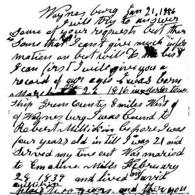 Robert Morris to David Morris, letter, 21 January 1886