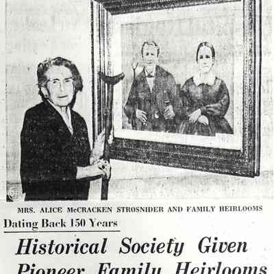 Francis Lazear [1800-1872] and Mary (Crow) Lazear [1802-1869] family donation to Greene County Historical Society (Newspaper clipping)