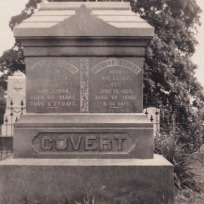 Ammons-Acklin Album - Tombstone of Richard Randolph Covert [1821-1889] and Caroline Matilda (Abrams) Covert [1828-1924]
