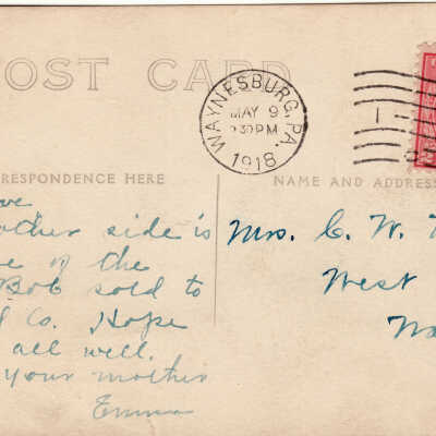 Message on real-photo postcard