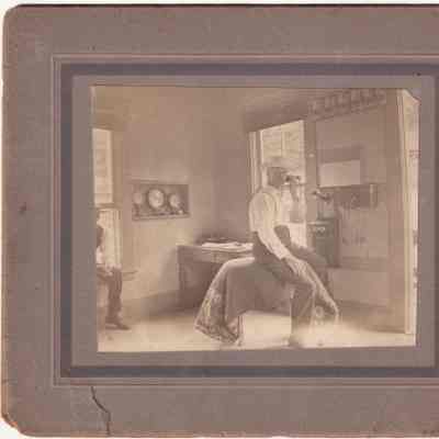 Believed to be Stephen Stewart [1856-1930] at Gooden Office: See WEB LINKS to DOWNLOAD high-resolution image.