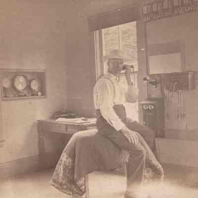 Believed to be Stephen Stewart [1856-1930] at Gooden Office in Greene County, Pennsylvania