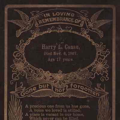 Funeral card of Harry Lee Canan [1890-1907]